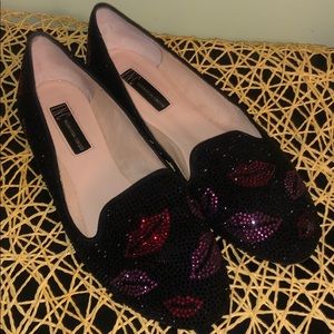 INC flats (black with red and pink kisses)